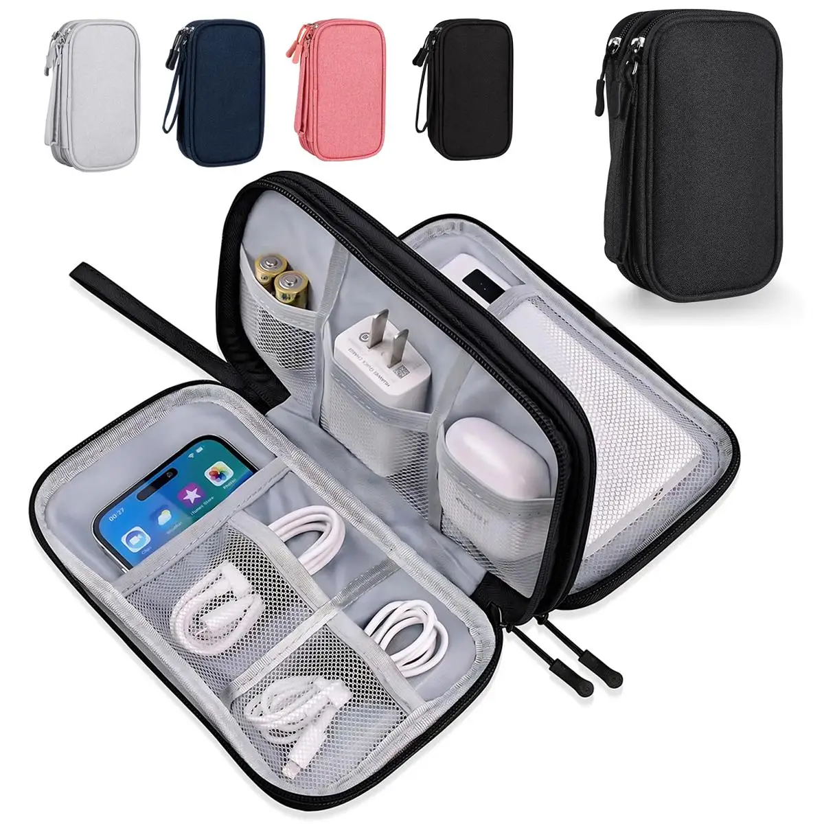 Tech Accessories Hard Case - Tas Organizer Kabel Perjalanan Tahan Air,
