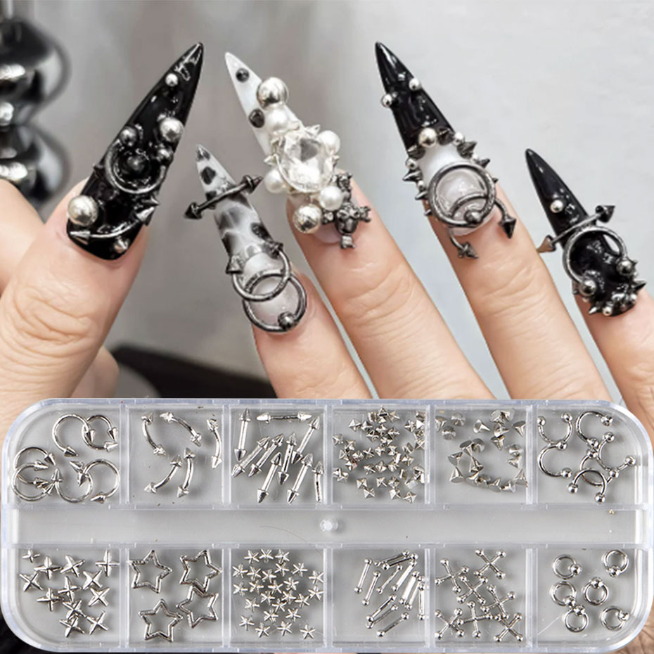 Y2K Tech Accessories - 12 Grid Y2K Perak Emas Punk