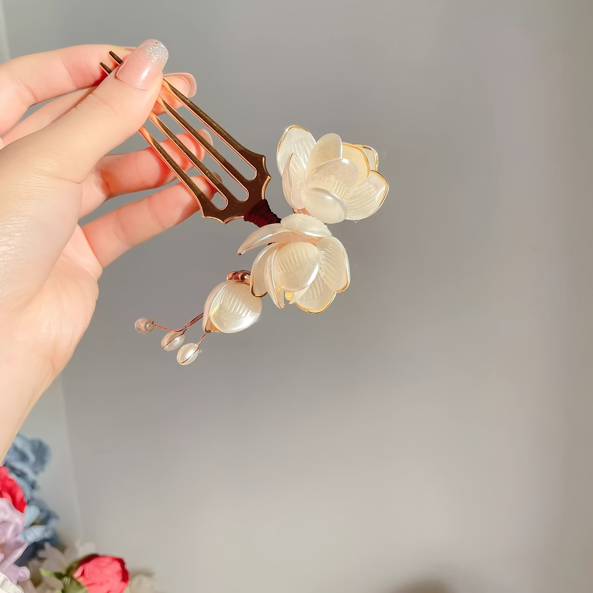 Tech Hair Accessories - Sisir Rambut Bunga Magnolia Gaya Cina