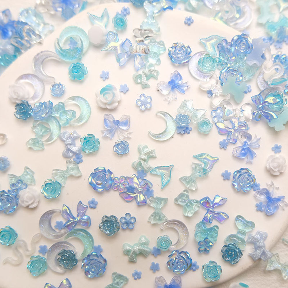 50 buah jimat Resin kuku biru  - Y2K Tech Accessories ulasan dan harga
